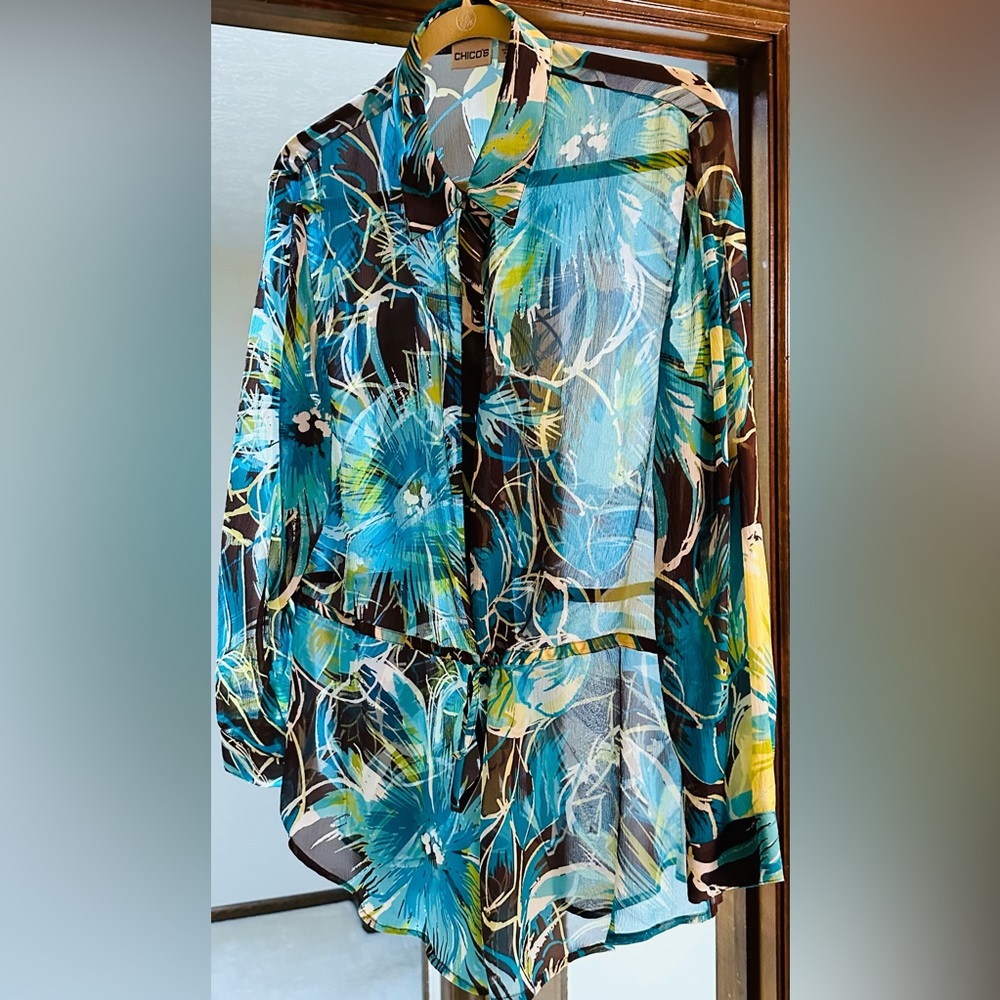 Chicos Long Button Down Blouse - image 3